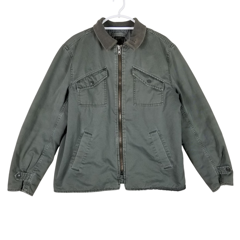 VTG Lucky Brand Utility Jacket Men L Green Quilted Line Cotton Outdoor Workwear